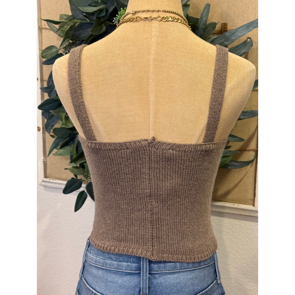 ZARA Tan Mocha Sweater Knit top Shirt Women size S - Picture 4 of 9